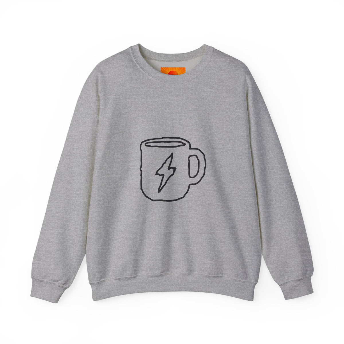 Coffee Bolt Crewneck Sweatshirt — Minimalist Lightning Mug Graphic