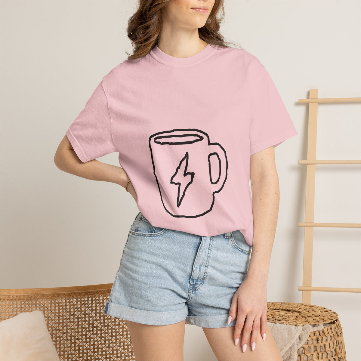 Coffee Bolt T-Shirt — Minimal Hand-Drawn Mug Graphic
