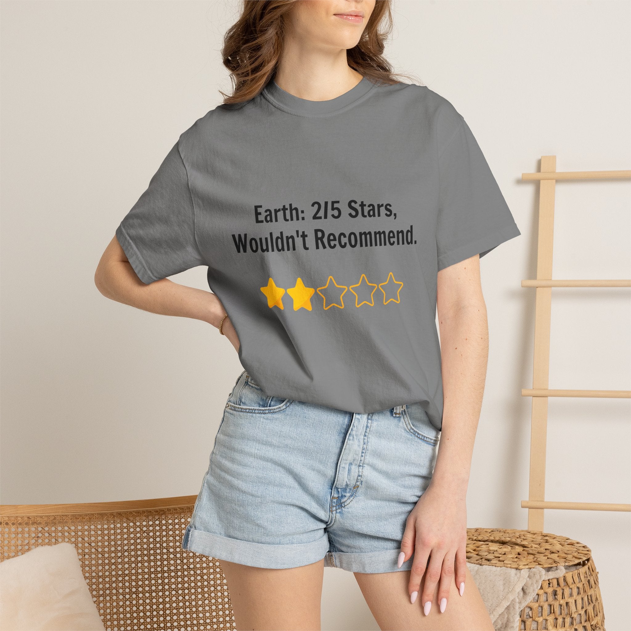 Earth 2/5 Stars T-Shirt — "Wouldn't Recommend" Funny Review Tee