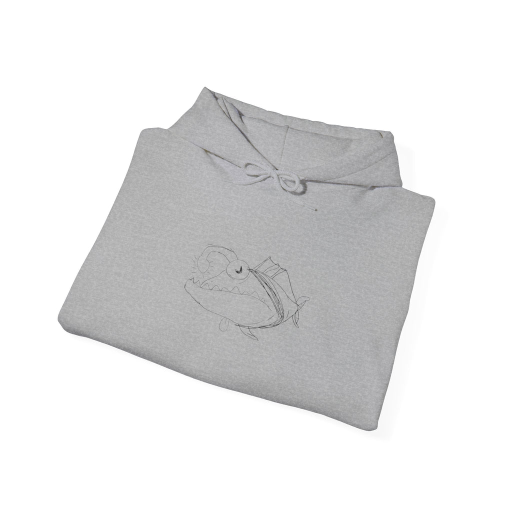 Minimal White Hoodie with Subtle Crescent Sketch - Cozy Casual Pullover