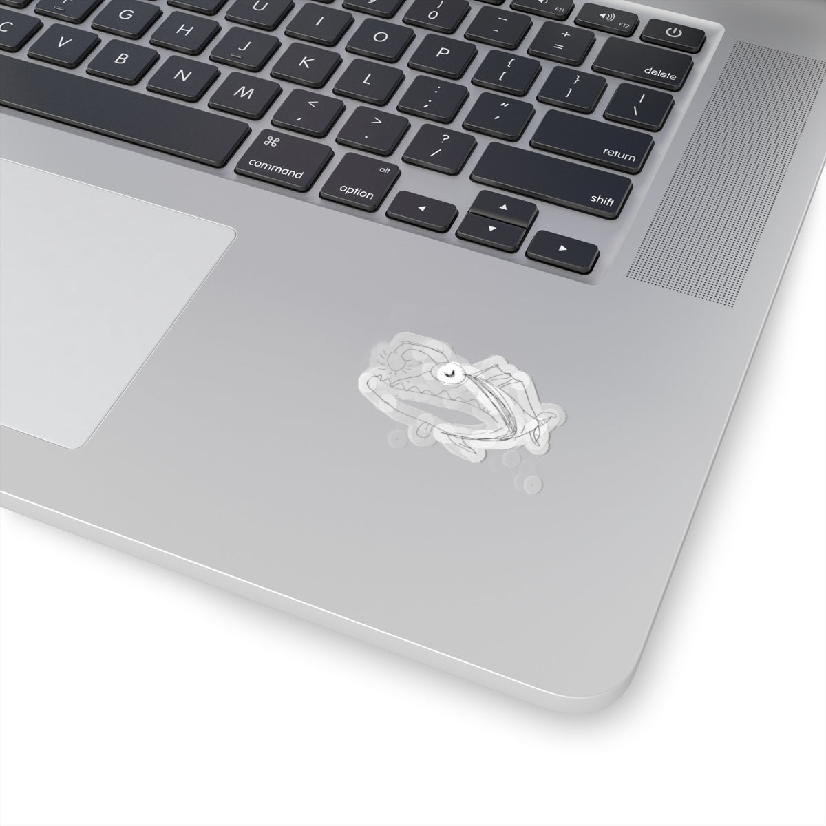 Anglerfish Sketch Kiss-Cut Sticker — Cute Deep-Sea Ocean Decal for Laptops & Gear