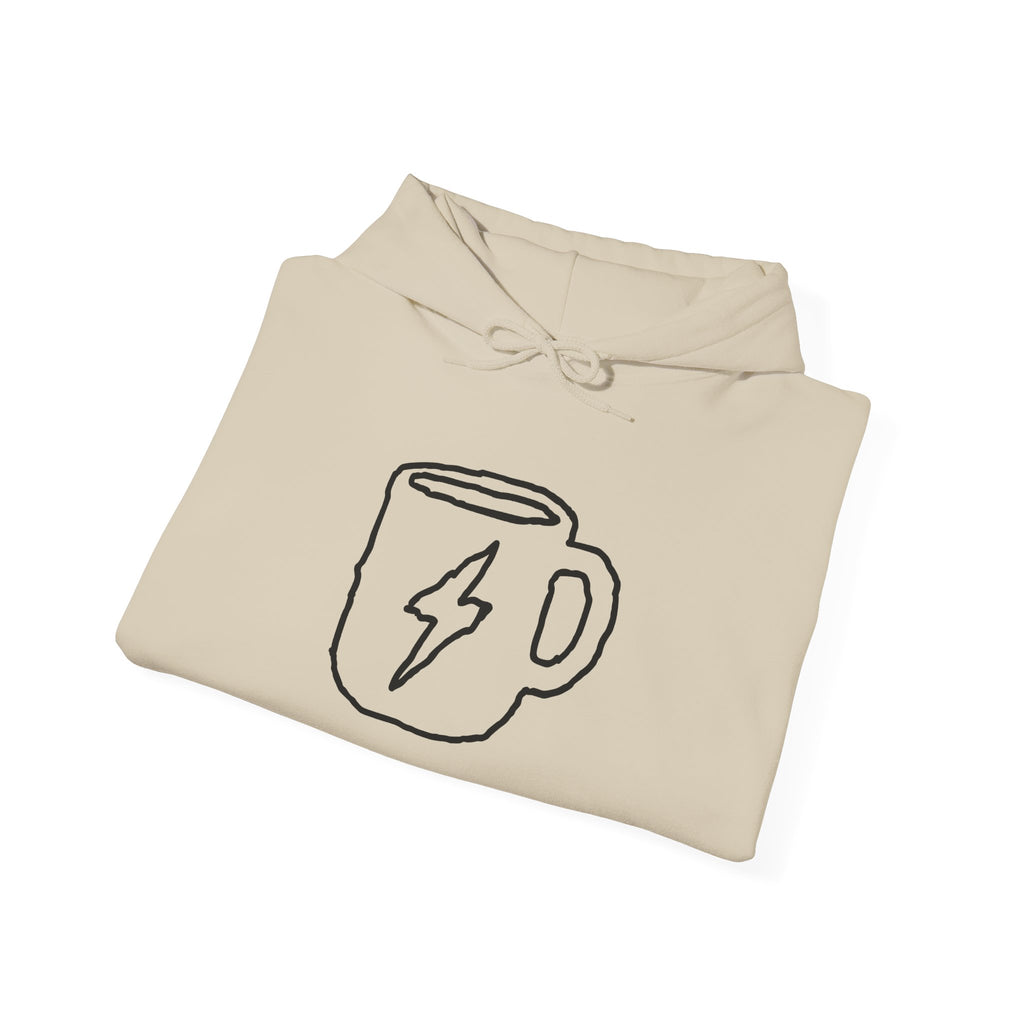 Coffee Bolt Hoodie — Minimalist Lightning Mug Graphic Sweatshirt