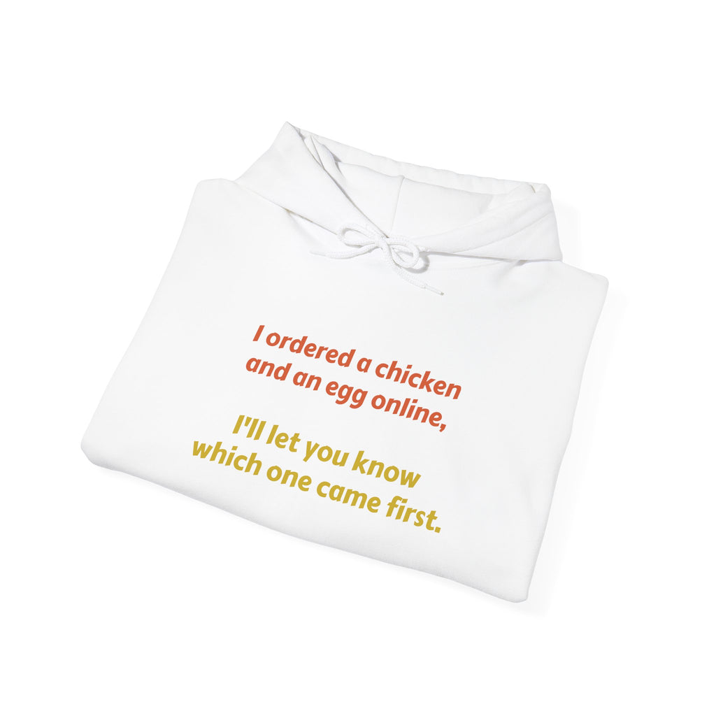 Funny 'I ordered a chicken and an egg online...' Hoodie — Humorous Philosophy Quote Sweatshirt