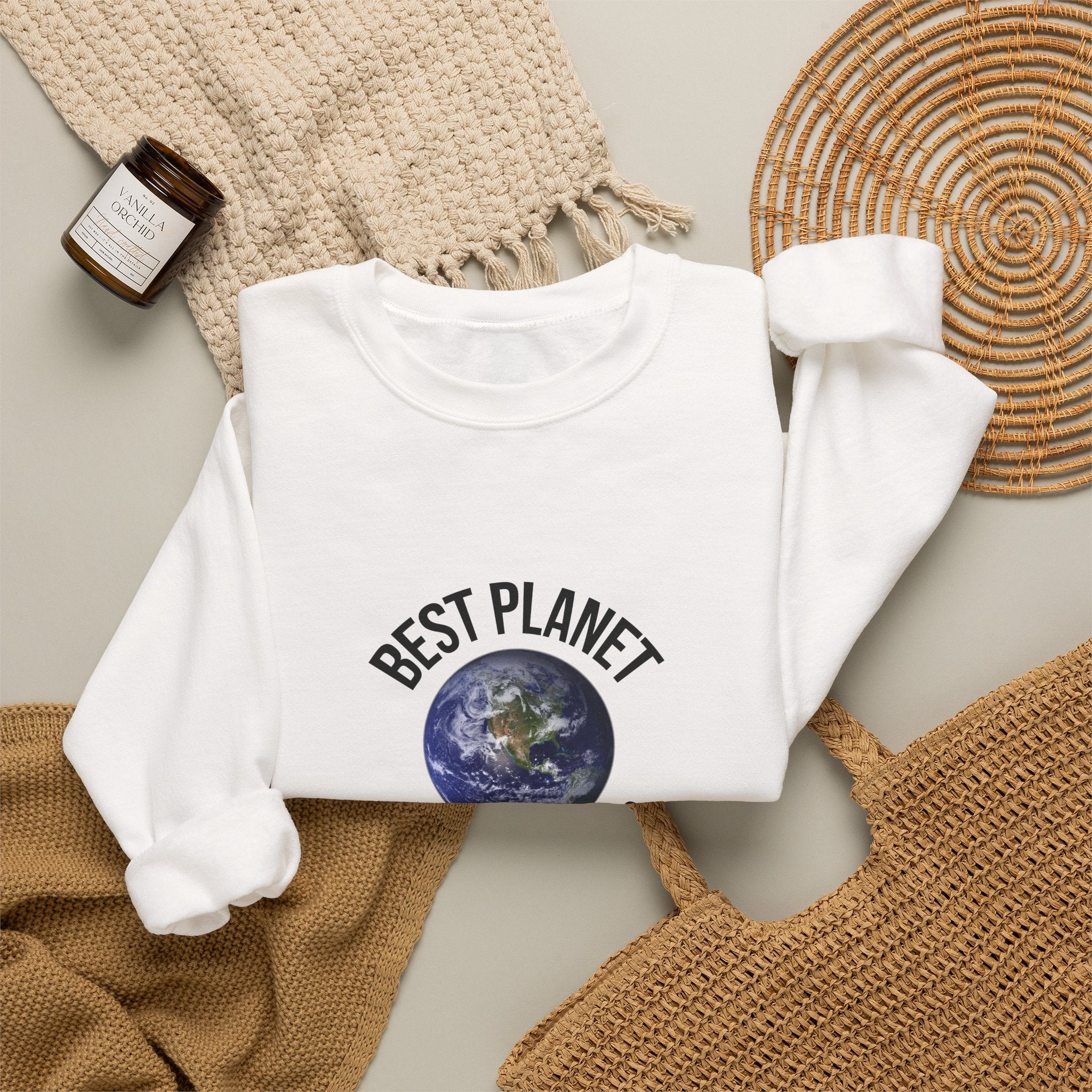 Crewneck Sweatshirt — "Best Planet I've Ever Visited" Earth Graphic
