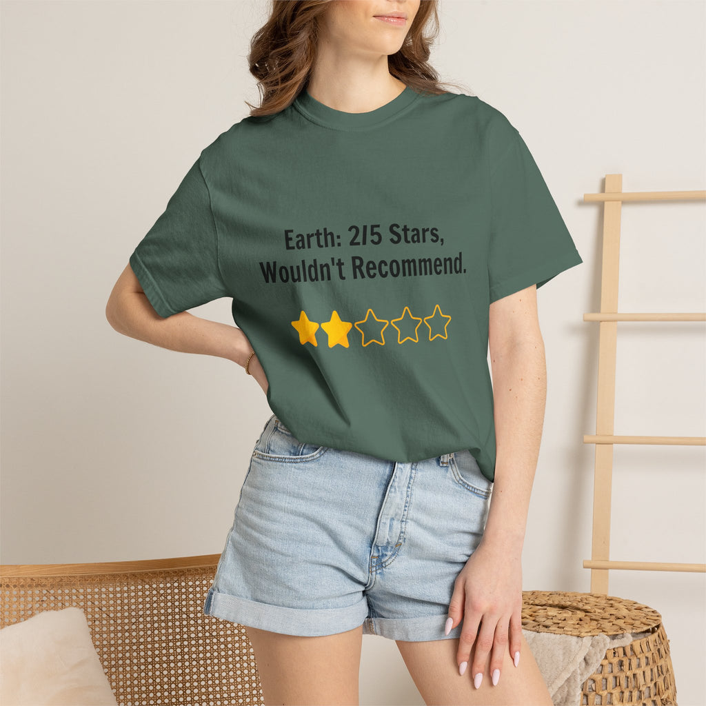 Earth 2/5 Stars T-Shirt — "Wouldn't Recommend" Funny Review Tee