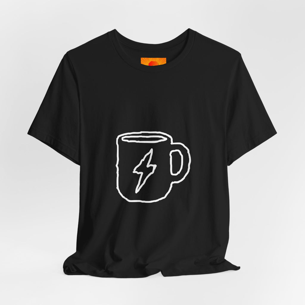 Coffee Bolt T‑Shirt — Minimal Hand‑Drawn Mug Graphic Tee