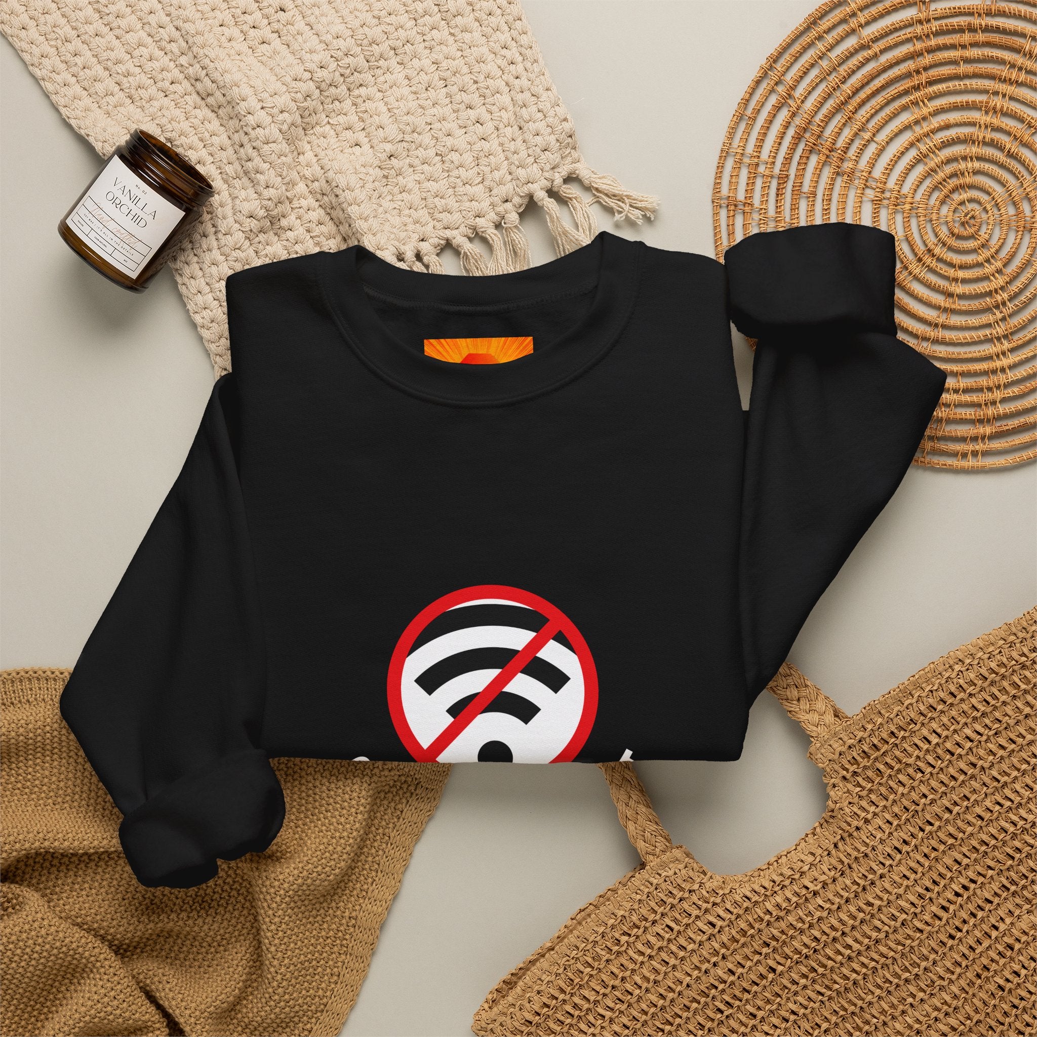Crewneck Sweatshirt — "Connection Lost" No WiFi Retro Signal Graphic