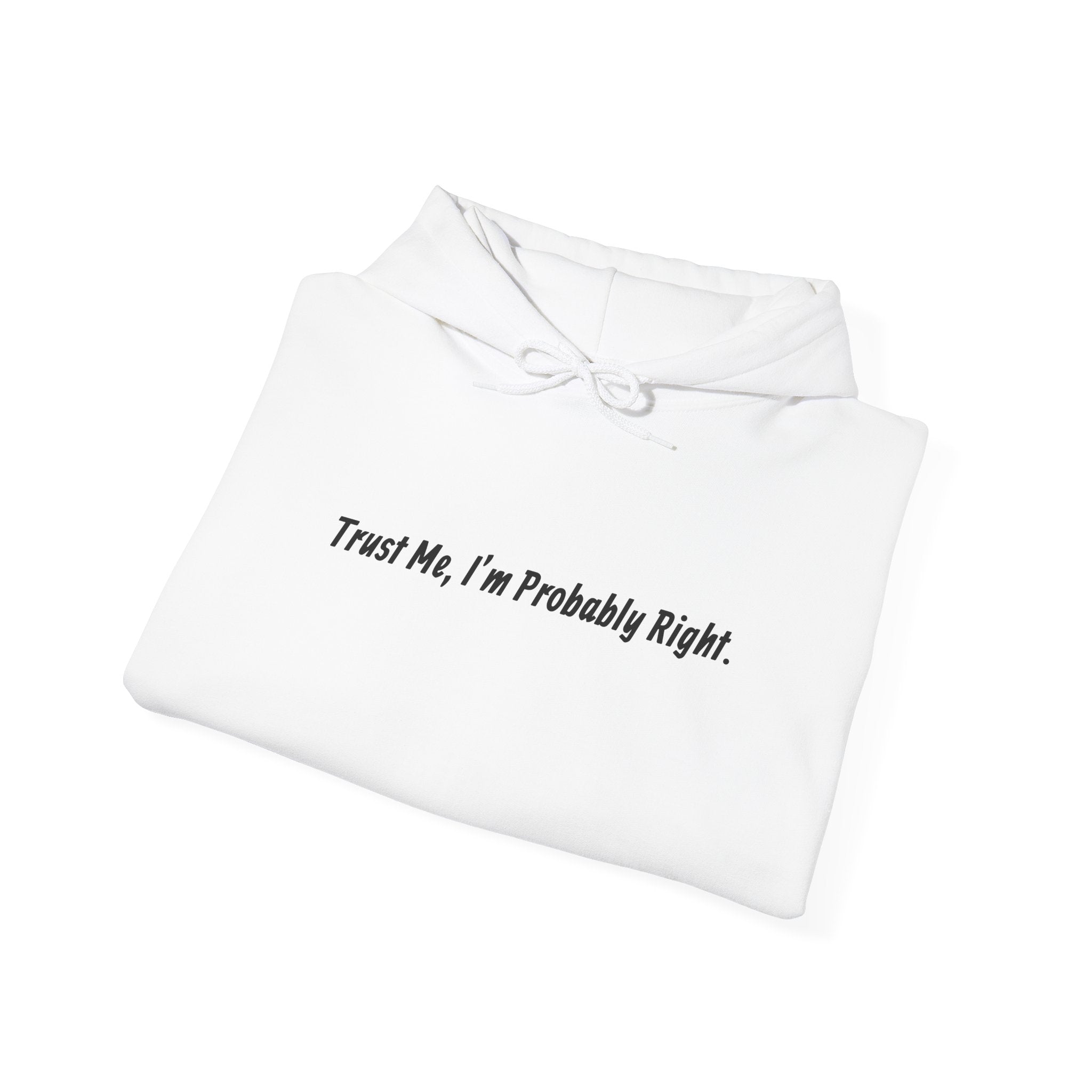 'Trust Me, I'm Probably Right.' Hoodie — Funny Minimalist Pullover for Confident & Sarcastic Style