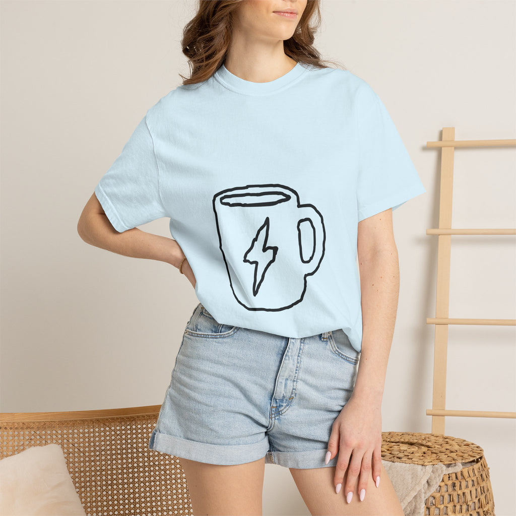 Coffee Bolt T-Shirt — Minimal Hand-Drawn Mug Graphic