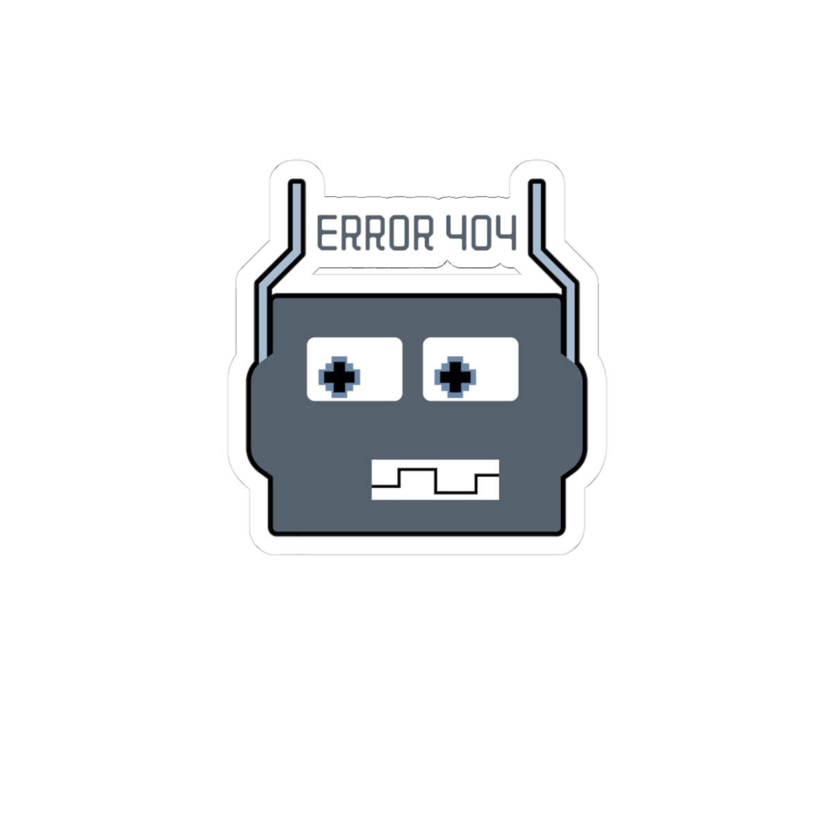 Error 404 Robot Kiss-Cut Sticker — Geeky Laptop Decal