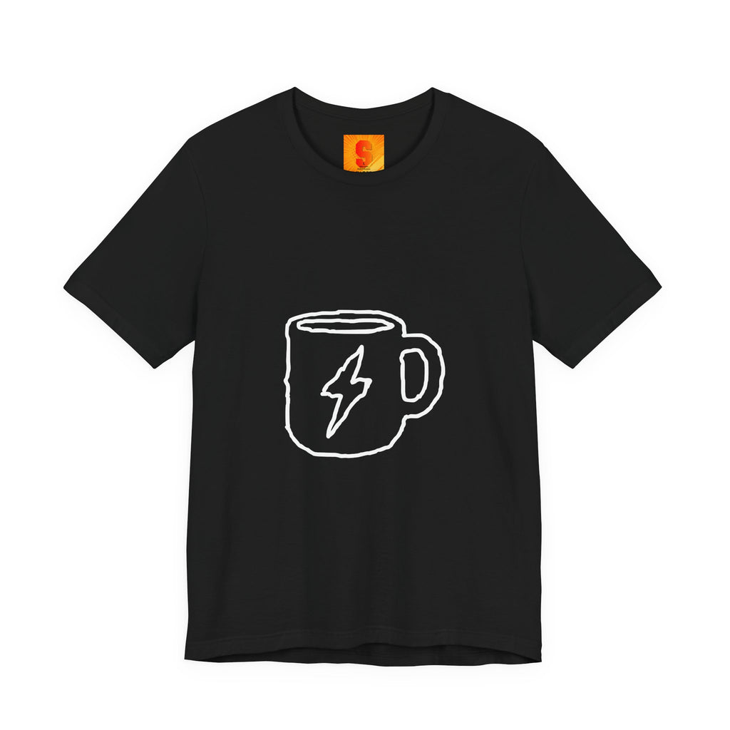 Coffee Bolt T‑Shirt — Minimal Hand‑Drawn Mug Graphic Tee
