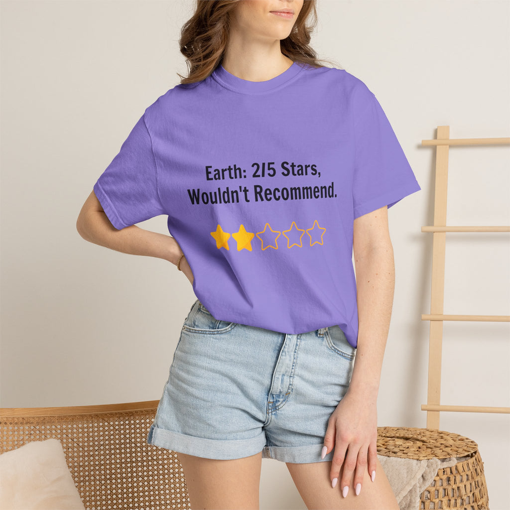 Earth 2/5 Stars T-Shirt — "Wouldn't Recommend" Funny Review Tee