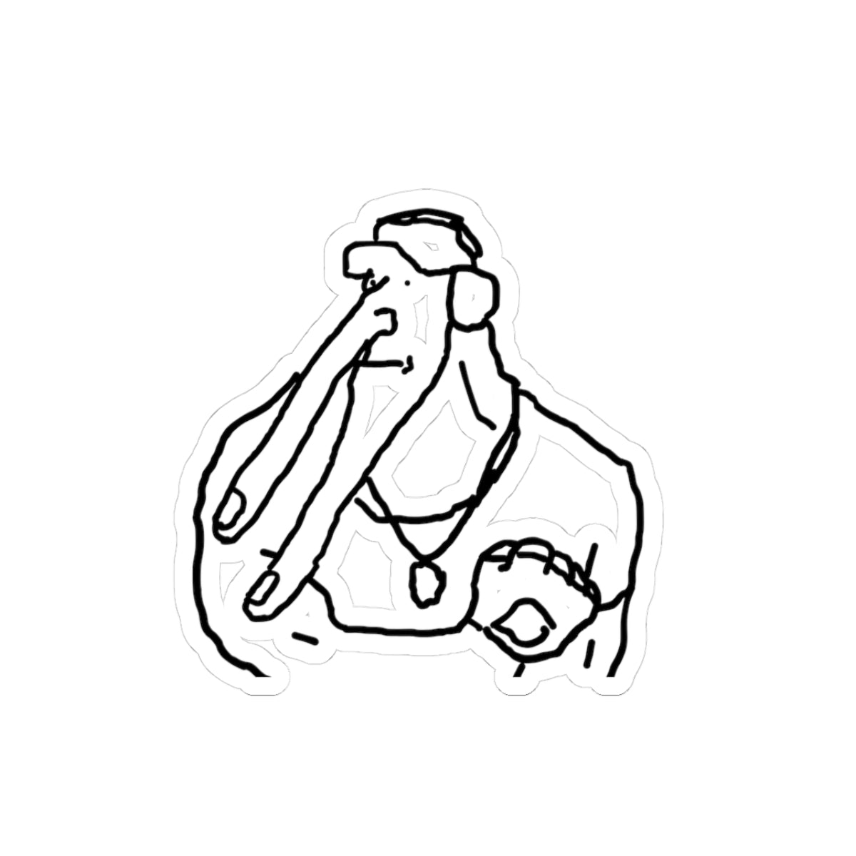 Surreal Walrus Doodle Sticker – Funny Hand-Drawn Kiss-Cut Decal for Laptops & Water Bottles