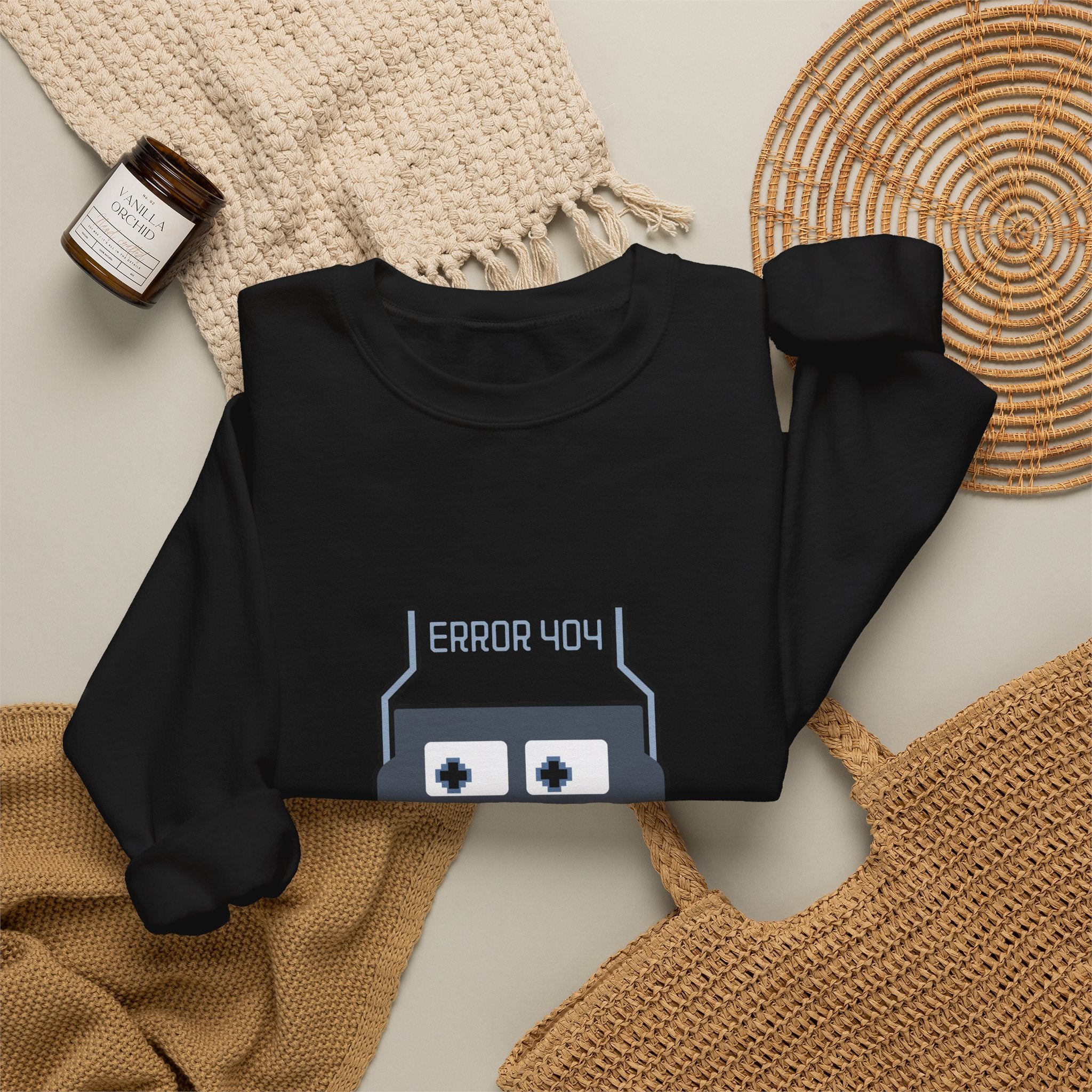 Error 404 Robot Crewneck Sweatshirt – Geeky Retro Tech Pullover