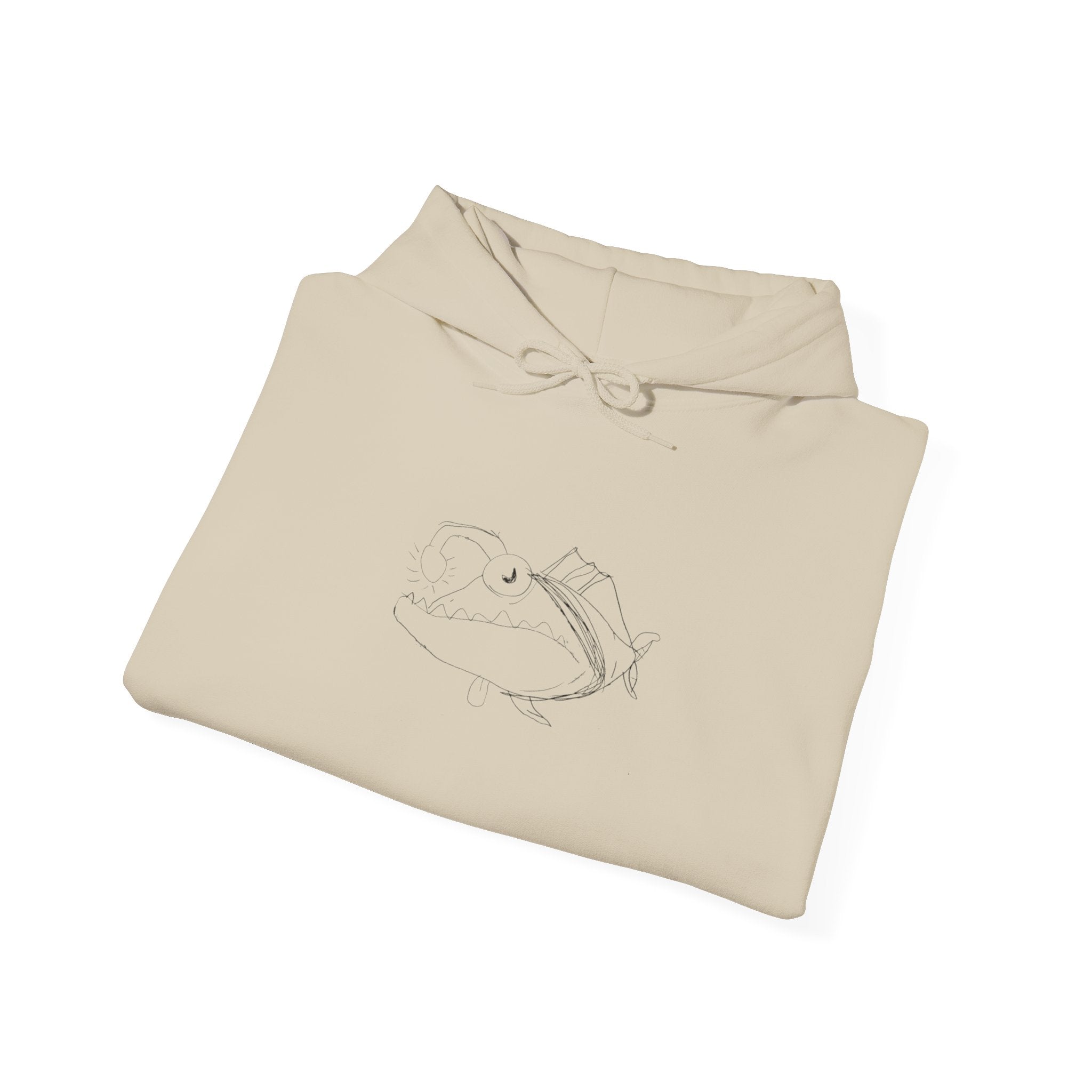Minimal White Hoodie with Subtle Crescent Sketch - Cozy Casual Pullover
