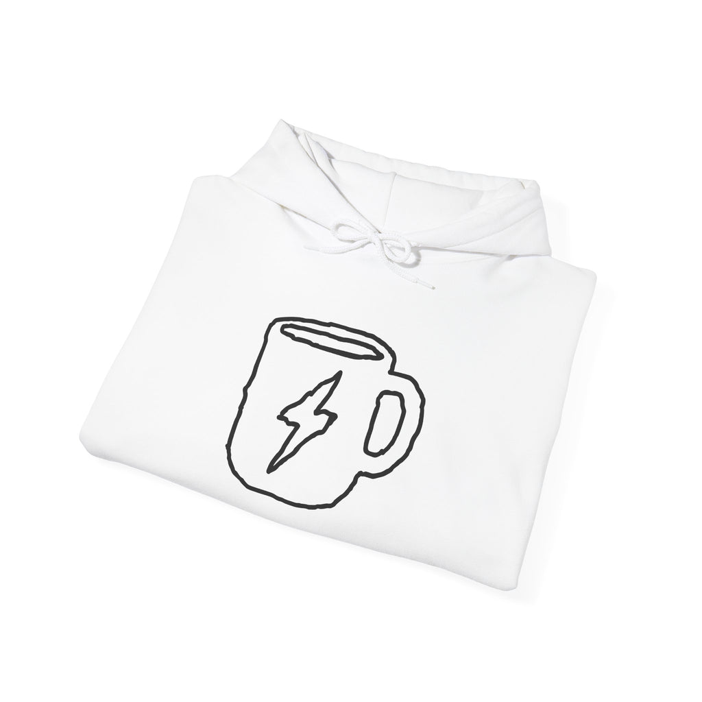 Coffee Bolt Hoodie — Minimalist Lightning Mug Graphic Sweatshirt