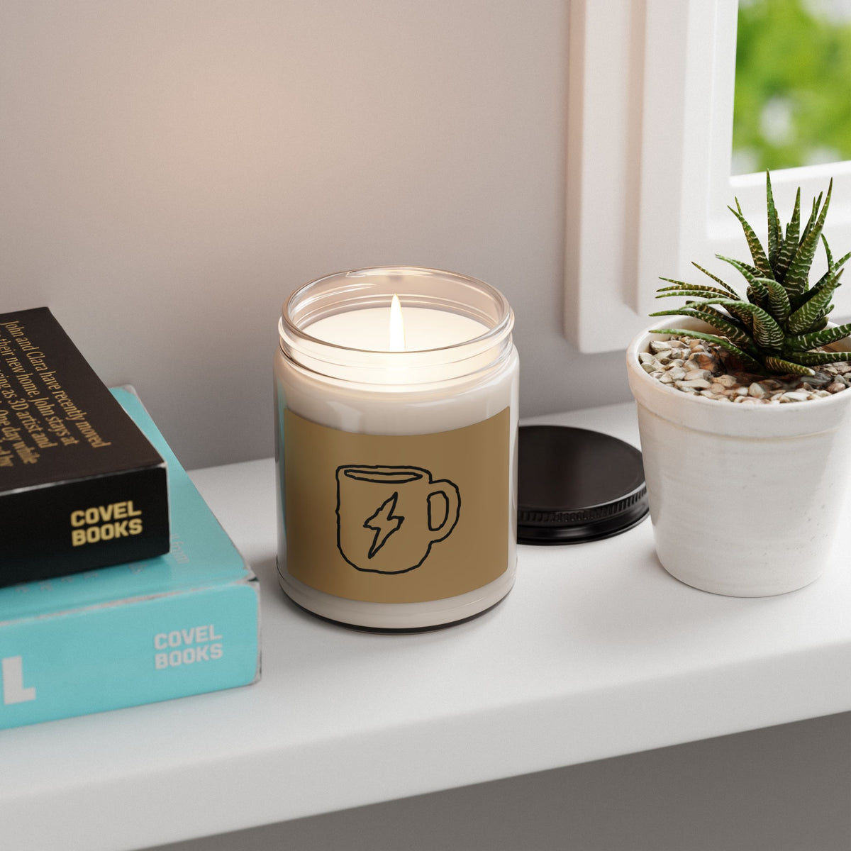 9oz Scented Soy Candle — Coffee Mug with Lightning Bolt Design