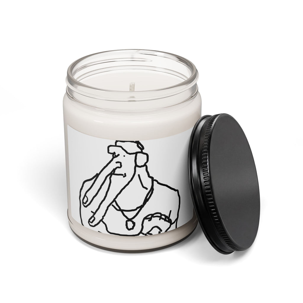 Minimalist Line Art Soy Candle — Quirky Elephant Portrait, 9oz Scented Candle