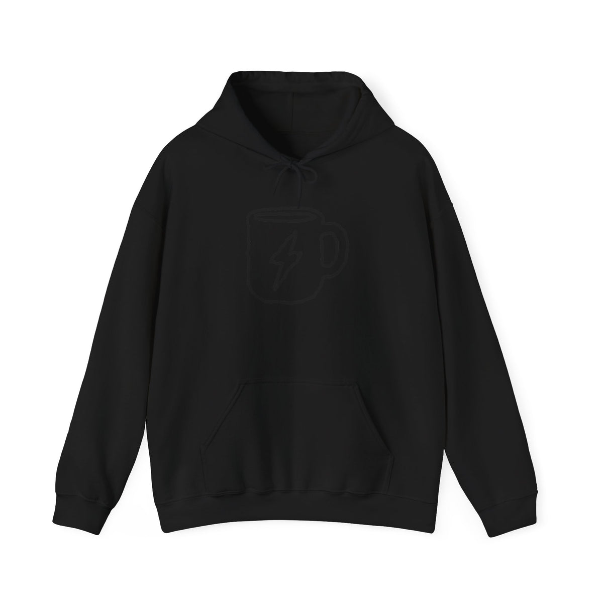 Coffee Bolt Hoodie — Minimalist Lightning Mug Graphic Sweatshirt