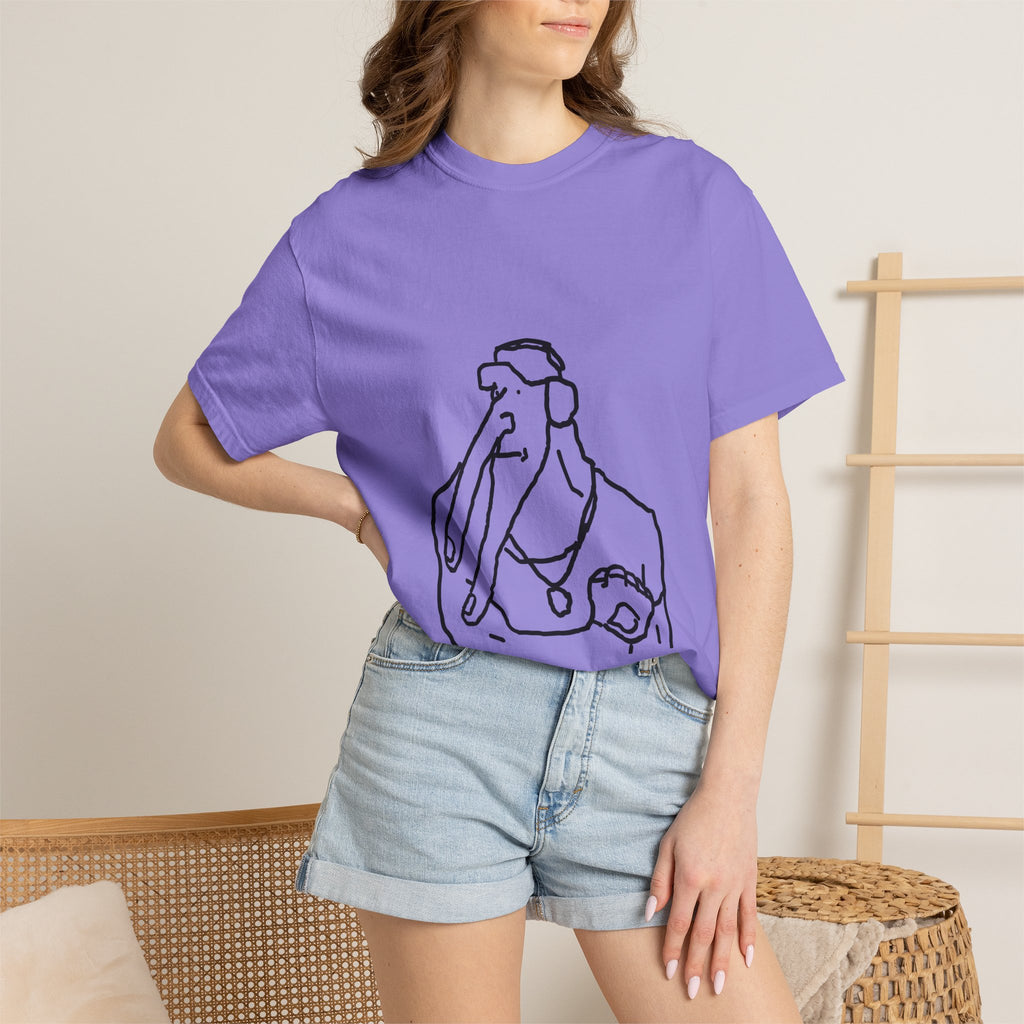 Elephant Line Art T-Shirt — Minimalist Elephant Sketch Tee