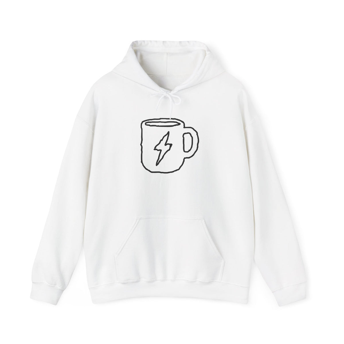Coffee Bolt Hoodie — Minimalist Lightning Mug Graphic Sweatshirt