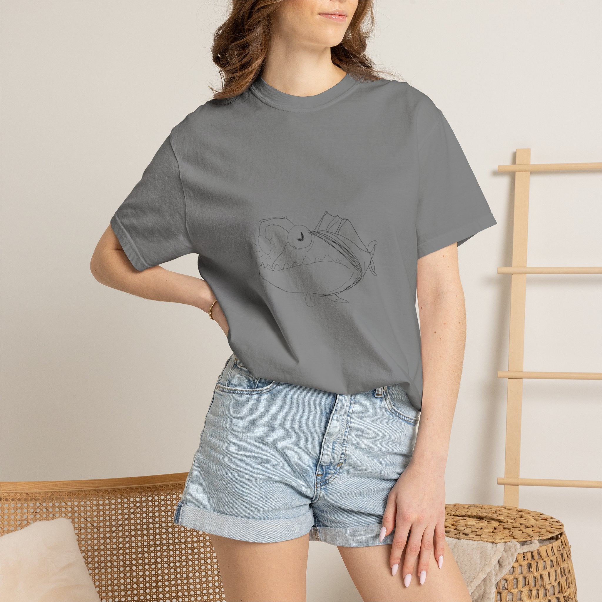 Graphic T-Shirt — Minimal Line Fish Illustration Tee