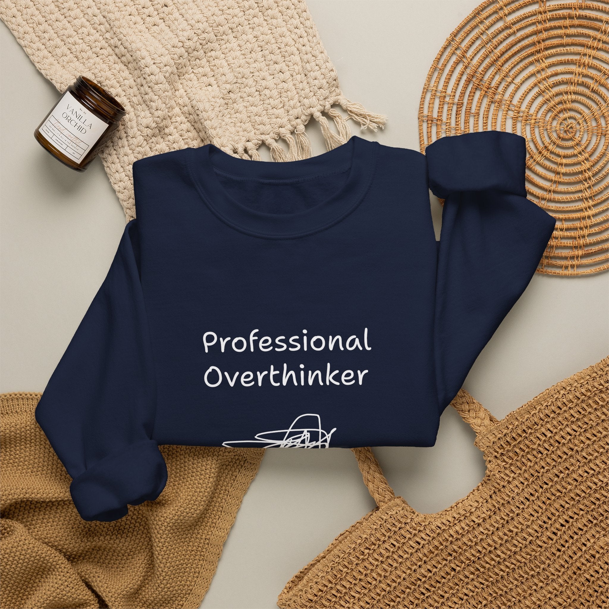 Sweatshirt — "Professional Overthinker" Minimal Graphic Crewneck