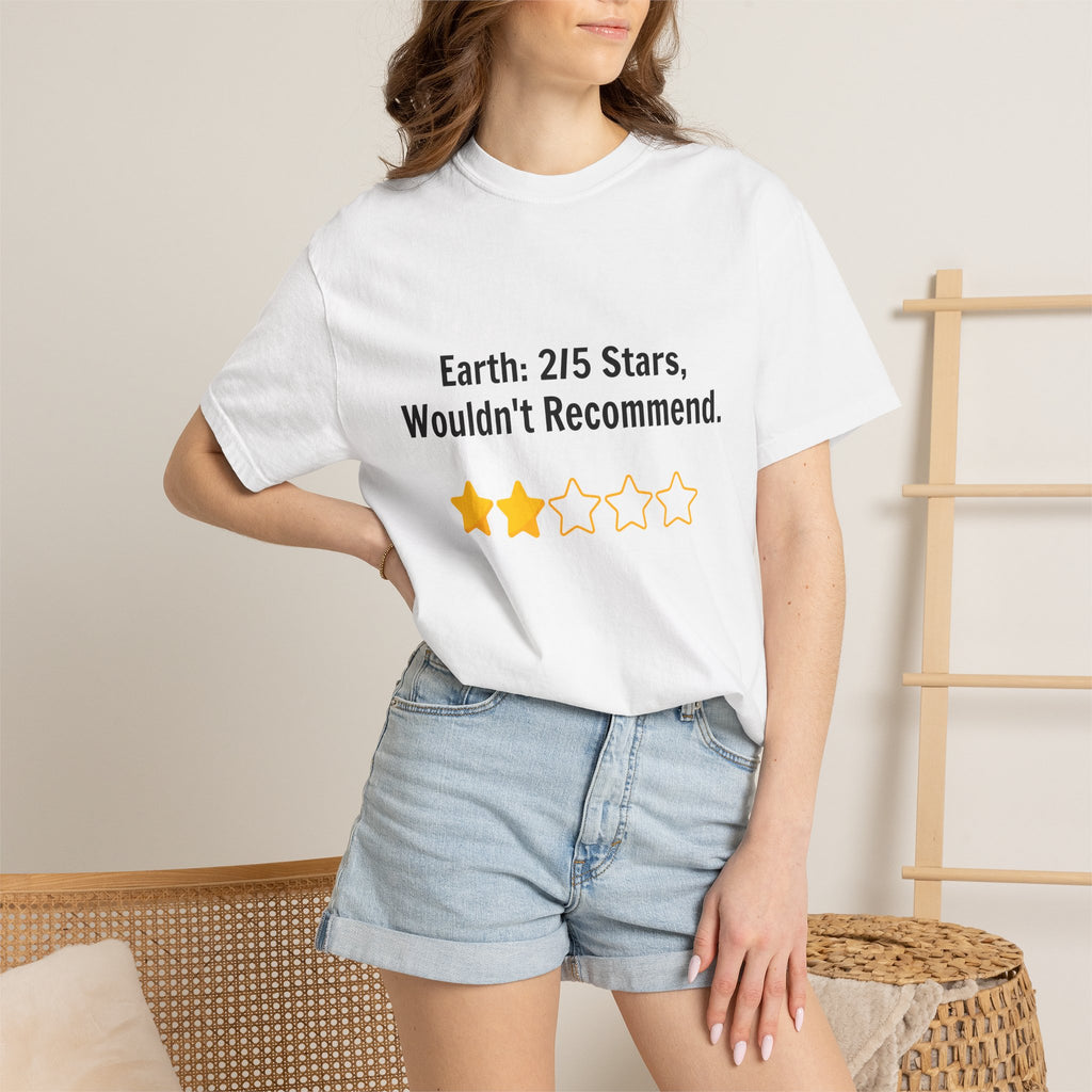 Earth 2/5 Stars T-Shirt — "Wouldn't Recommend" Funny Review Tee