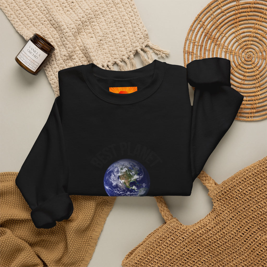 Crewneck Sweatshirt — "Best Planet I've Ever Visited" Earth Graphic