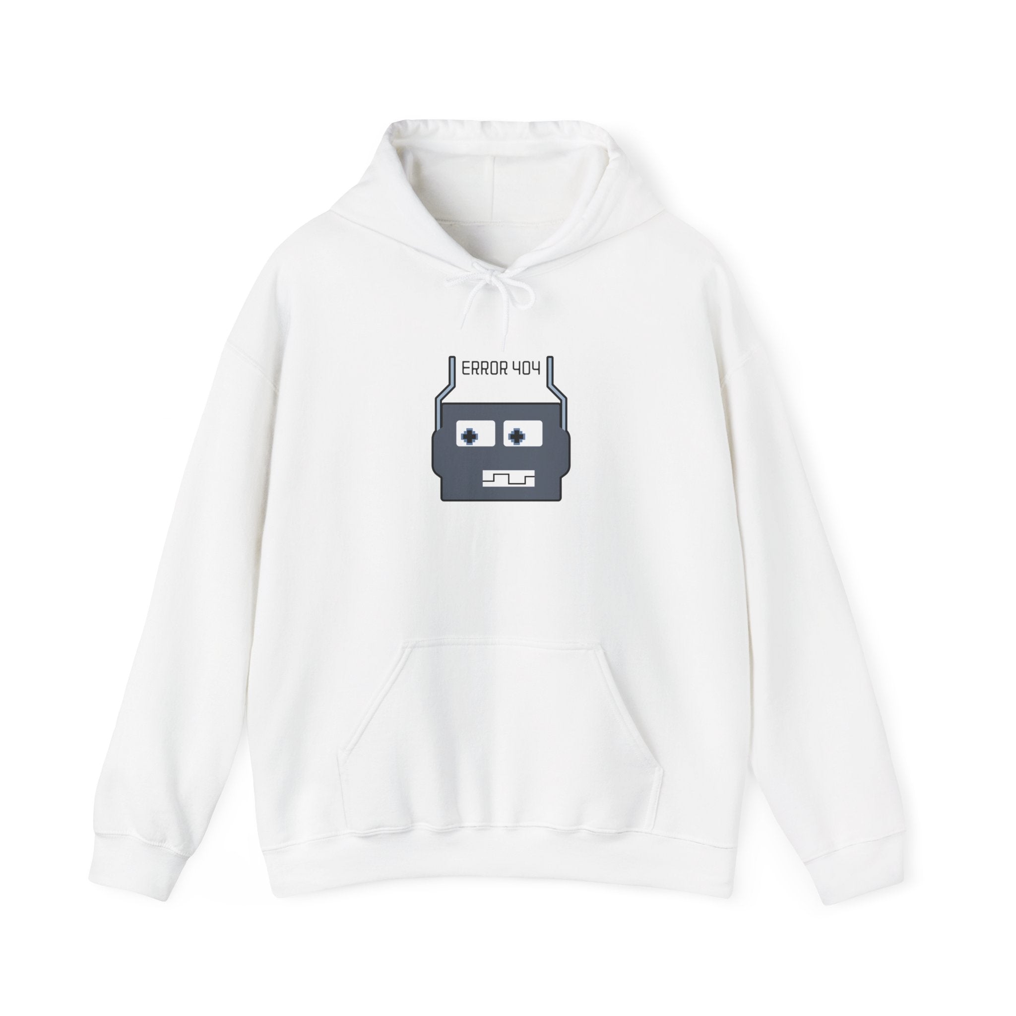 Error 404 Robot Hoodie — Cute Retro Tech Graphic Sweatshirt