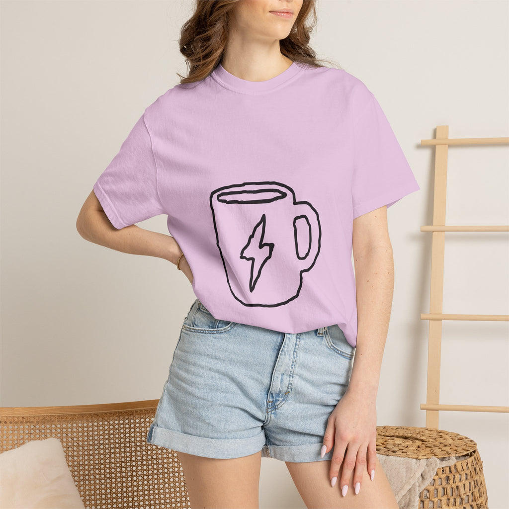Coffee Bolt T-Shirt — Minimal Hand-Drawn Mug Graphic