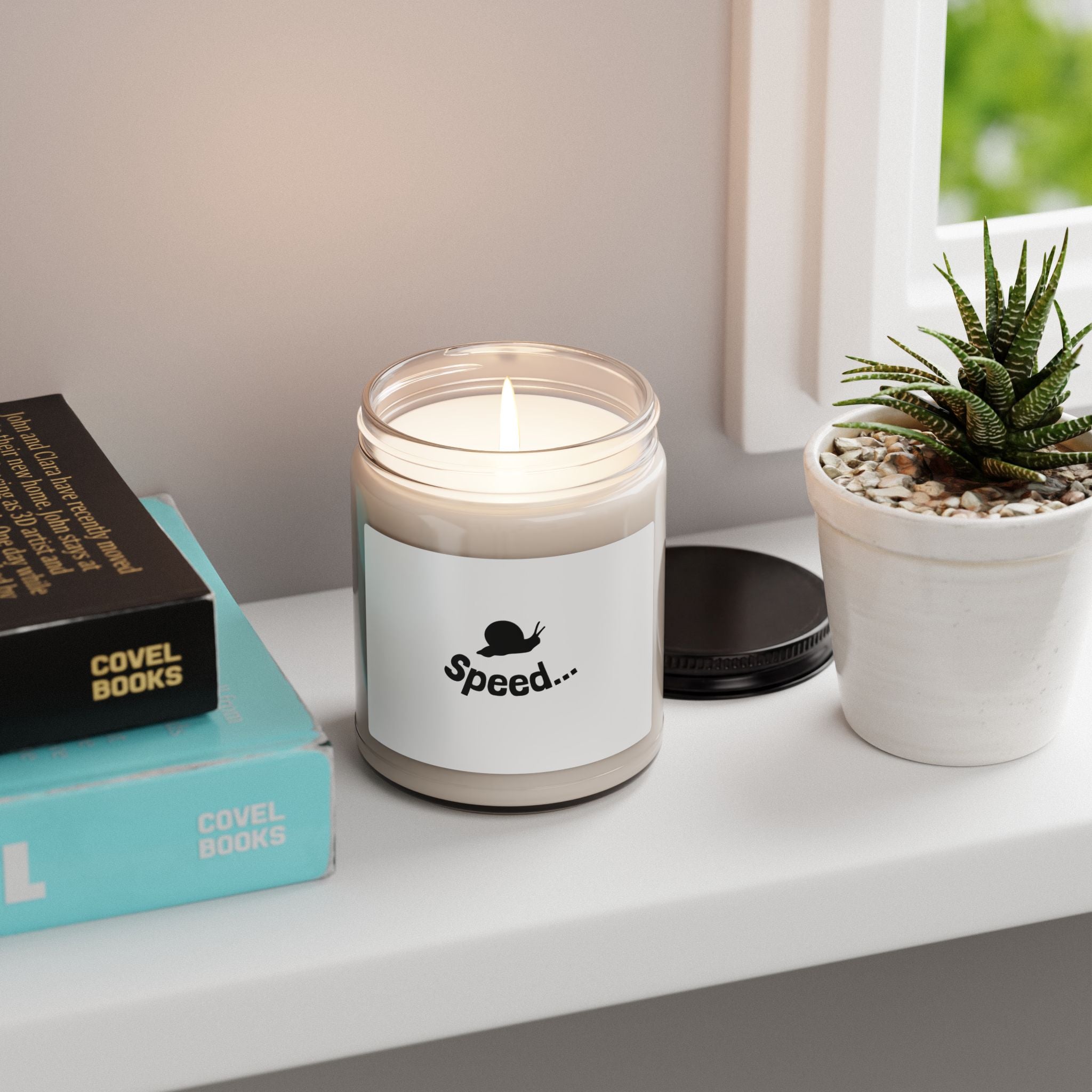 Scented Soy Candle 9oz — 'Speed...' Snail Novelty Jar Candle (Funny, Relaxing Gift)
