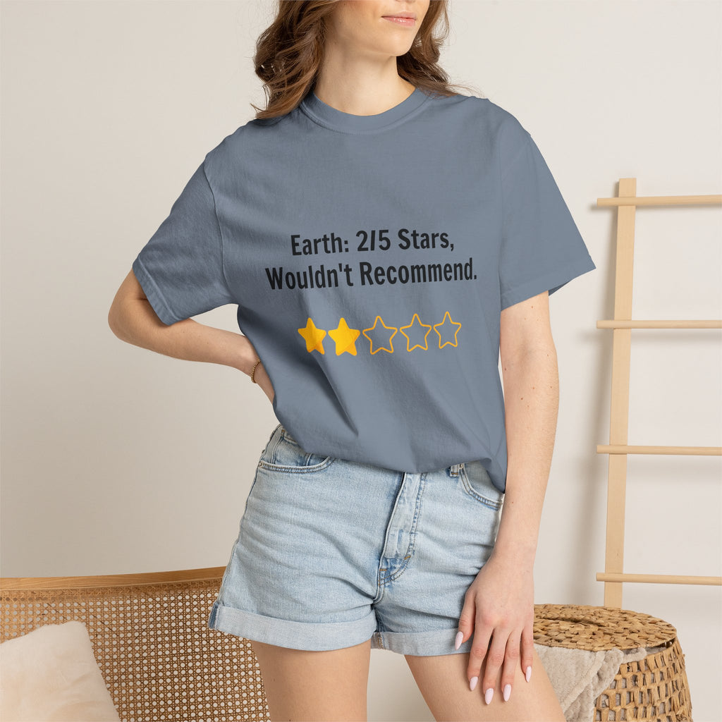 Earth 2/5 Stars T-Shirt — "Wouldn't Recommend" Funny Review Tee