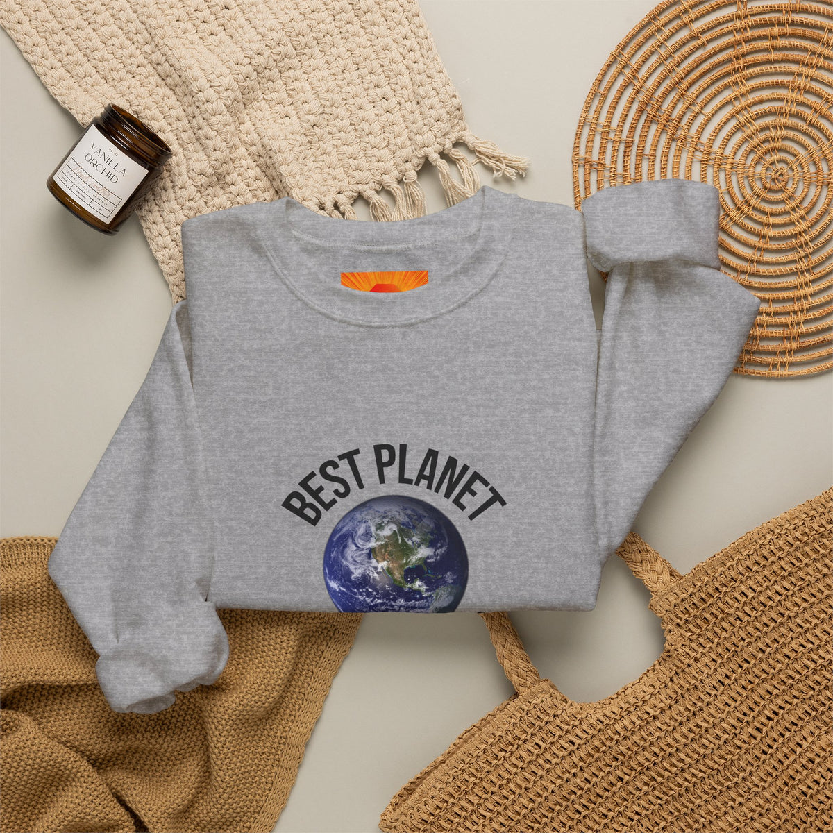Crewneck Sweatshirt — "Best Planet I've Ever Visited" Earth Graphic