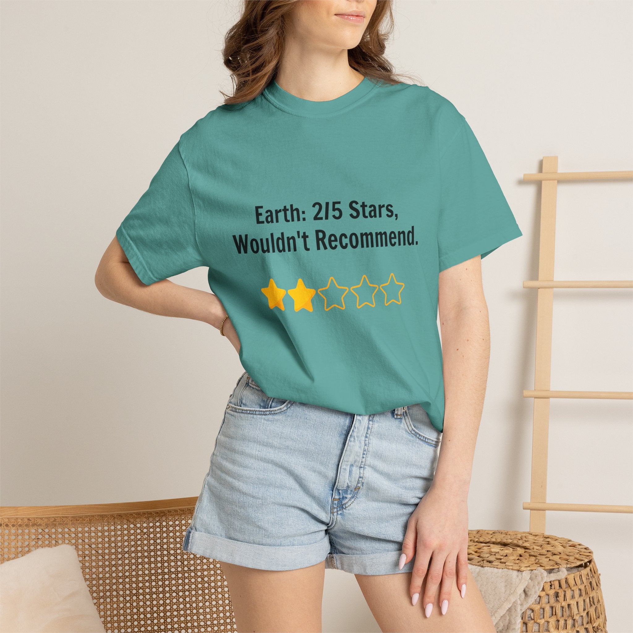 Earth 2/5 Stars T-Shirt — "Wouldn't Recommend" Funny Review Tee