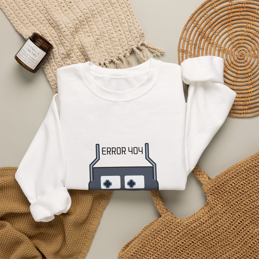 Error 404 Robot Crewneck Sweatshirt – Geeky Retro Tech Pullover