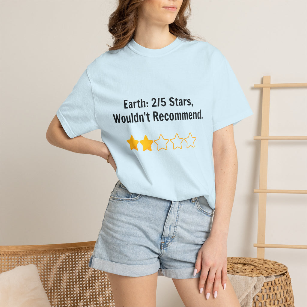Earth 2/5 Stars T-Shirt — "Wouldn't Recommend" Funny Review Tee