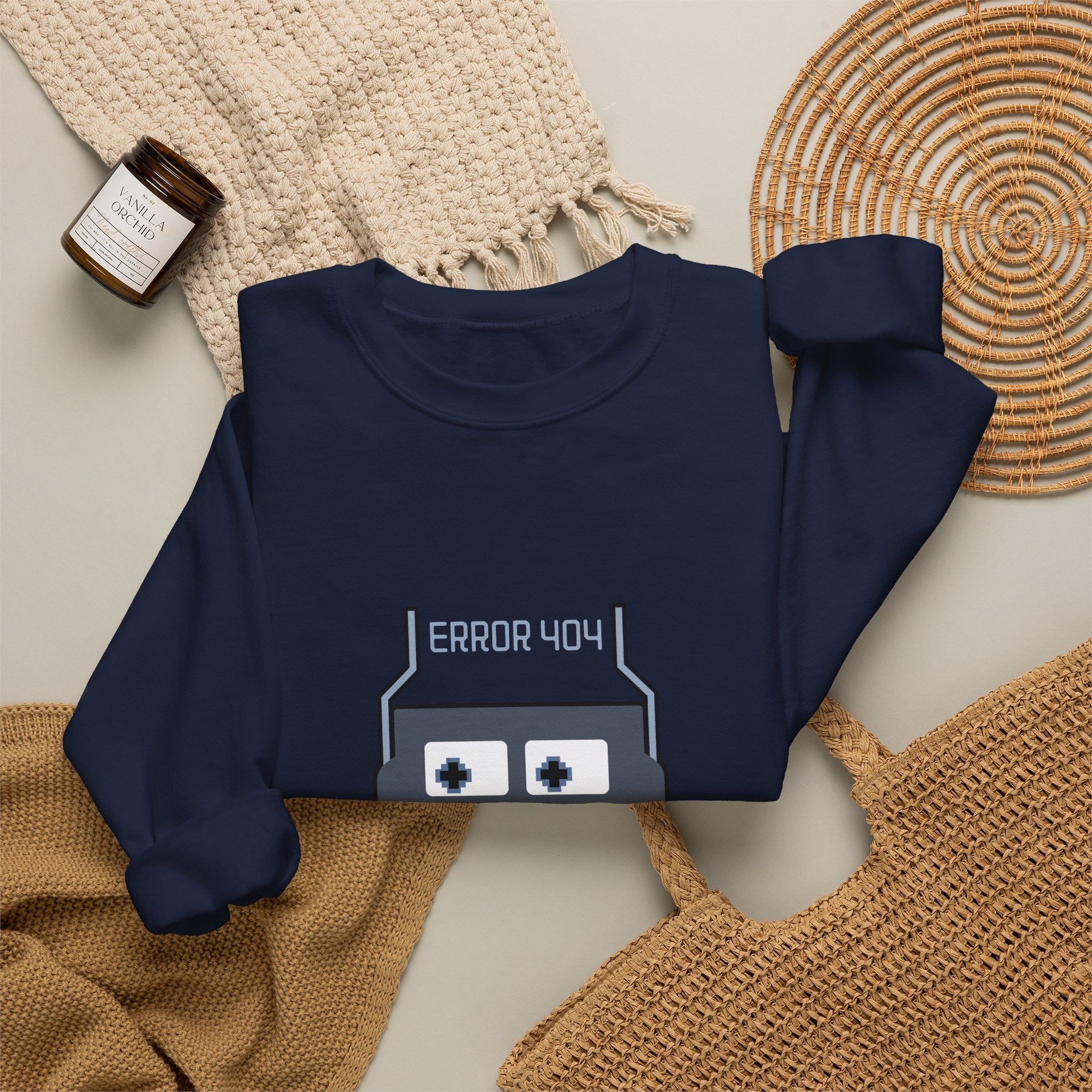 Error 404 Robot Crewneck Sweatshirt – Geeky Retro Tech Pullover