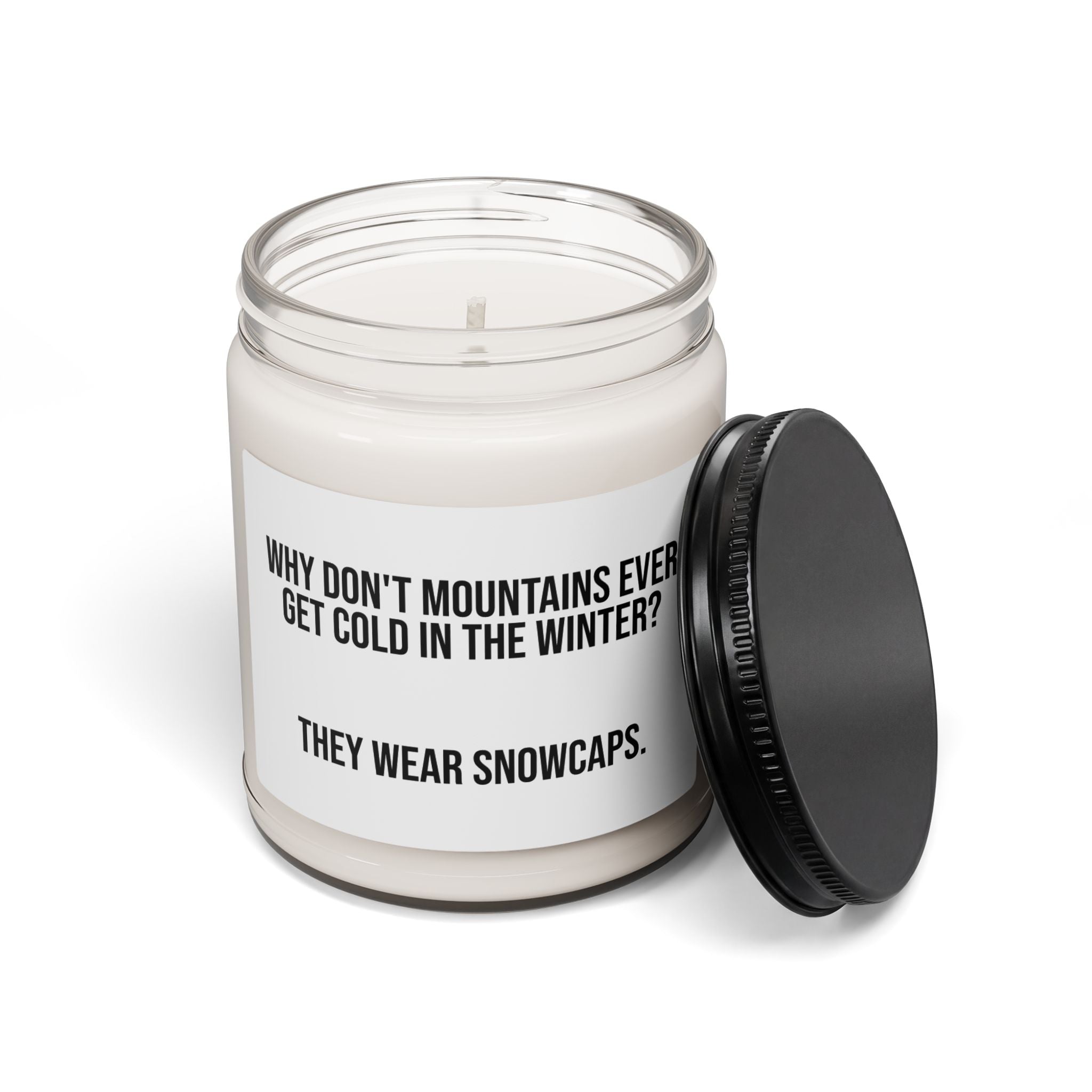 Scented Soy Candle - Funny Winter Joke "They Wear Snowcaps" (9oz)