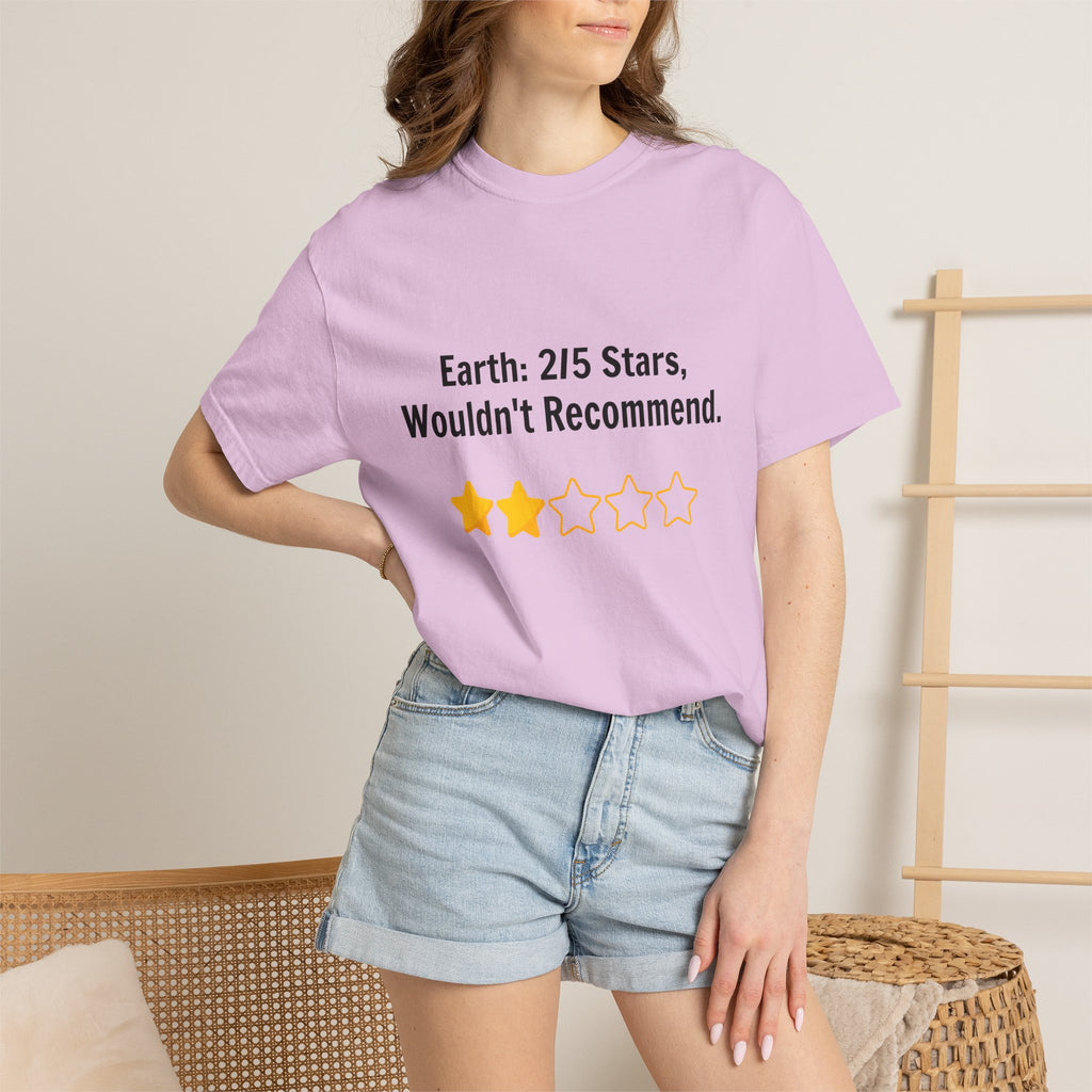 Earth 2/5 Stars T-Shirt — "Wouldn't Recommend" Funny Review Tee