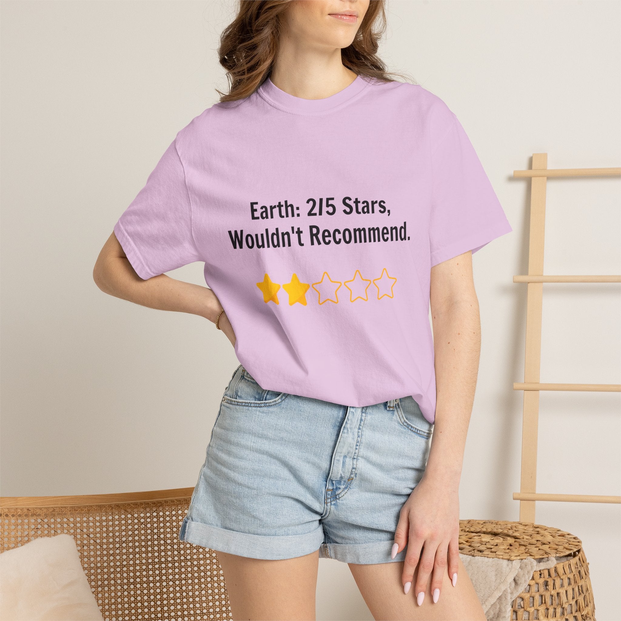 Earth 2/5 Stars T-Shirt — "Wouldn't Recommend" Funny Review Tee