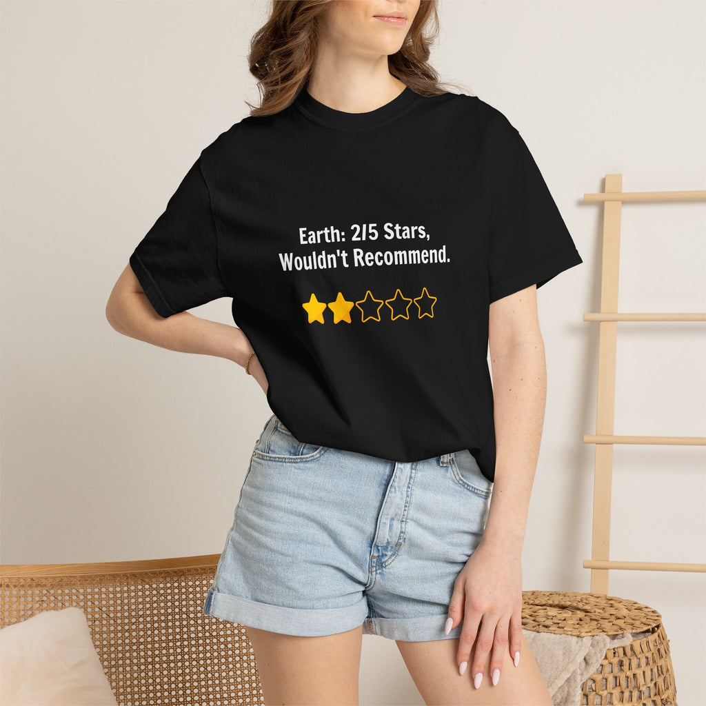 Earth 2/5 Stars T-Shirt — "Wouldn't Recommend" Funny Review Tee