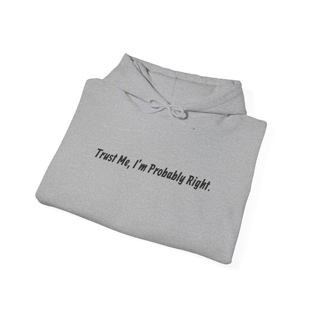 'Trust Me, I'm Probably Right.' Hoodie — Funny Minimalist Pullover for Confident & Sarcastic Style
