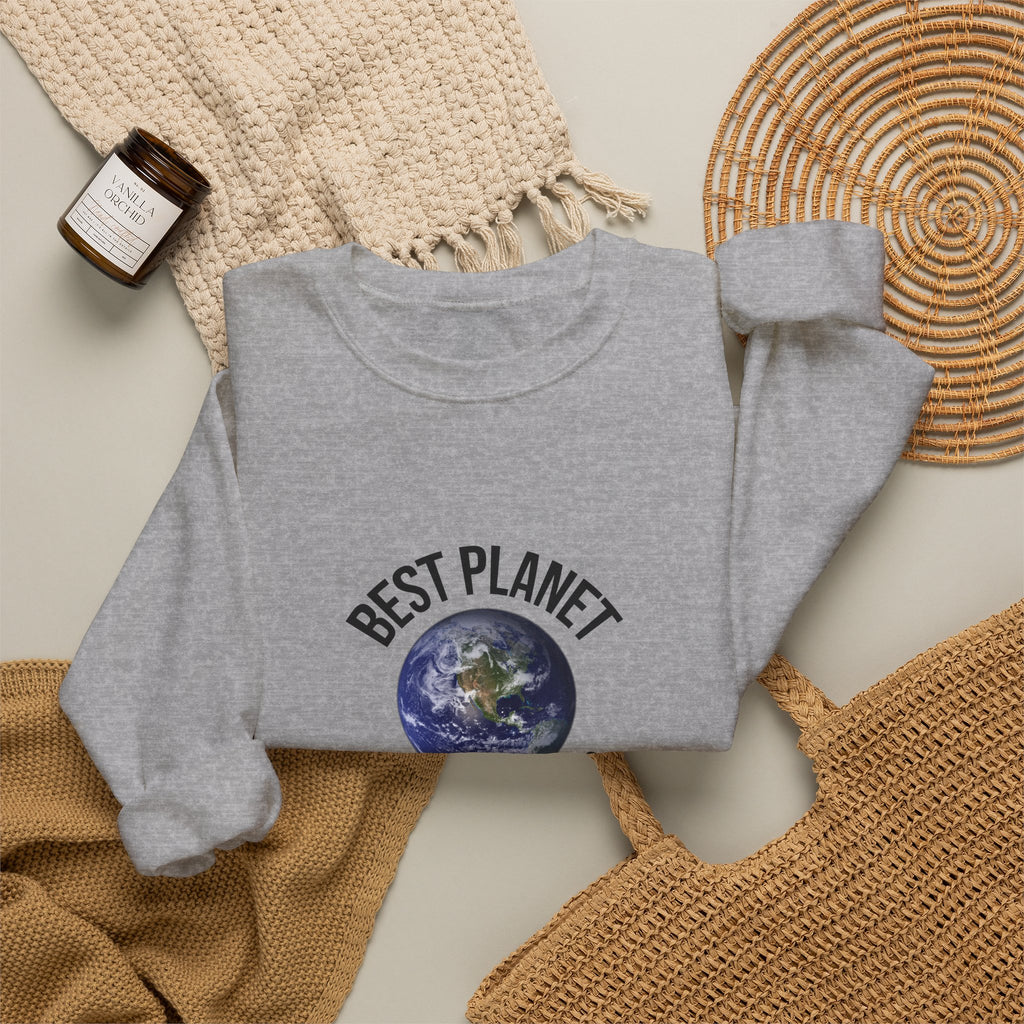 Crewneck Sweatshirt — "Best Planet I've Ever Visited" Earth Graphic