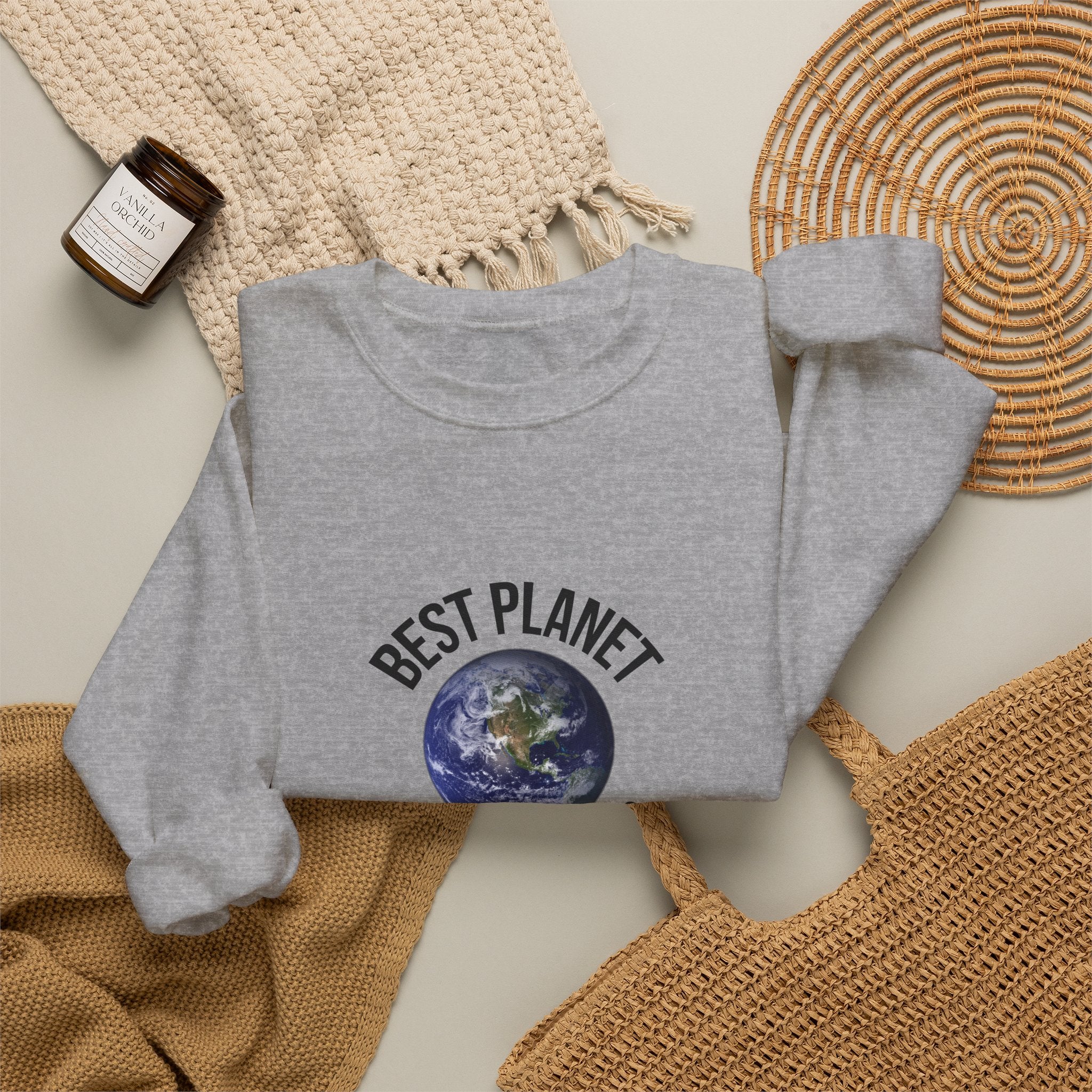 Crewneck Sweatshirt — "Best Planet I've Ever Visited" Earth Graphic