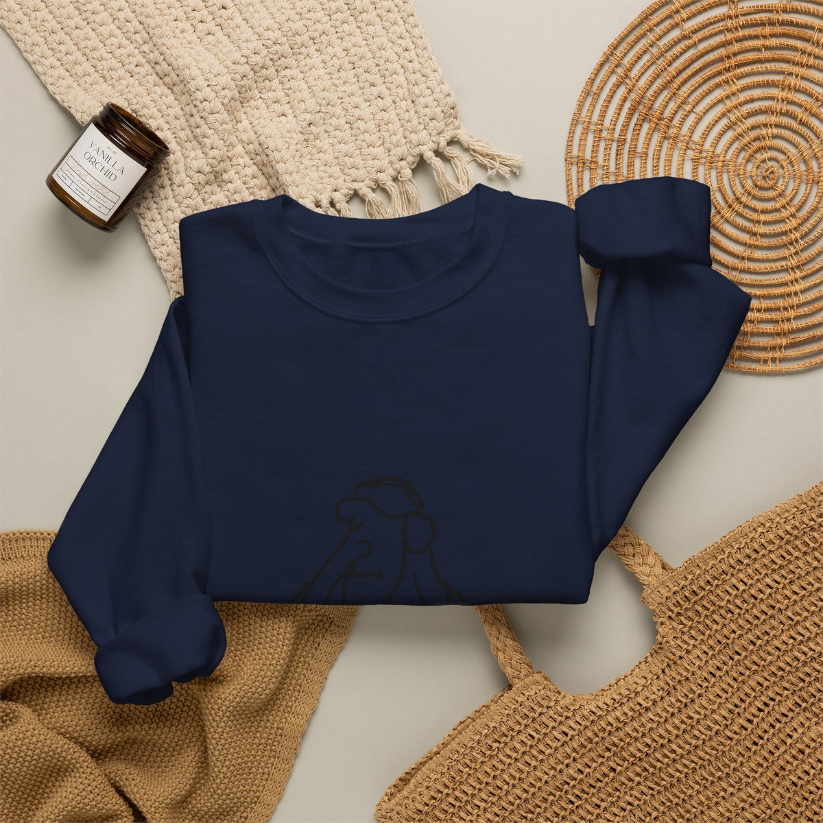 Minimal Line Art Elephant Crewneck Sweatshirt
