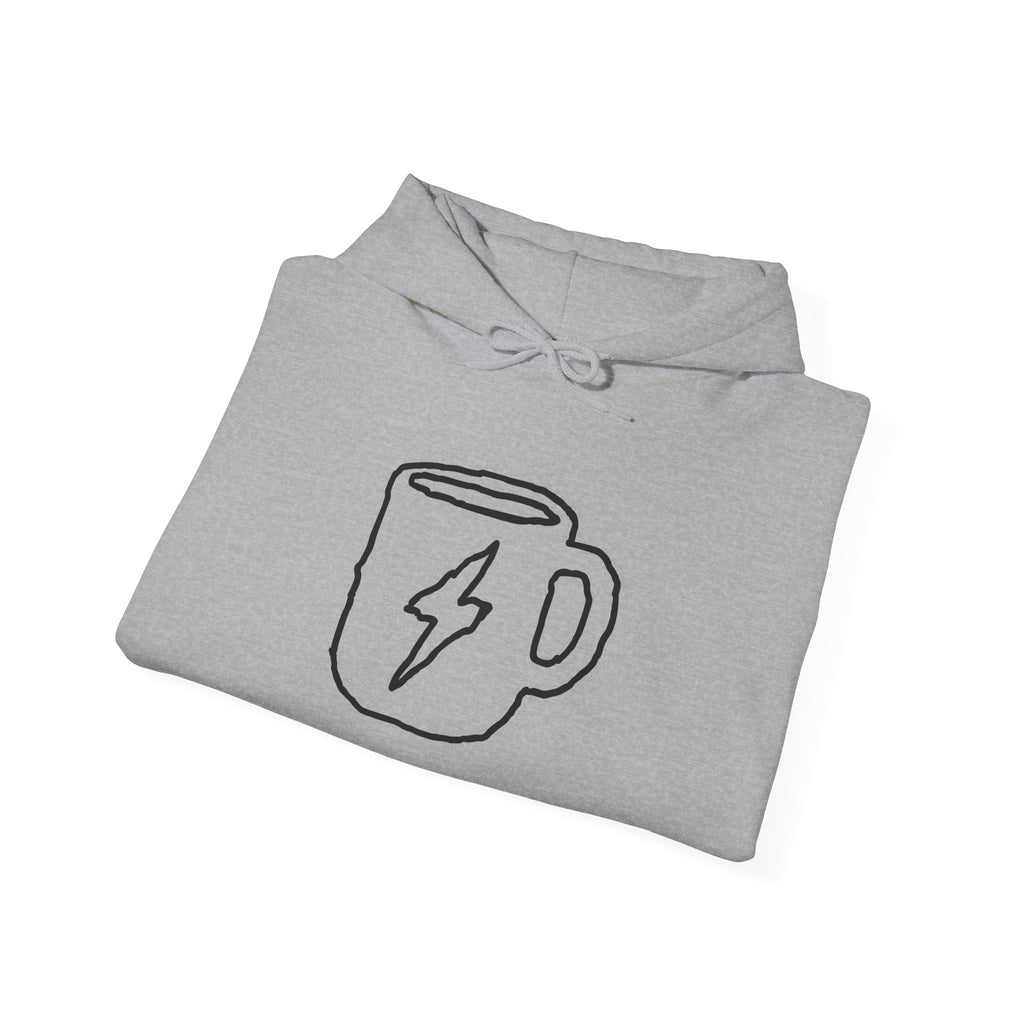 Coffee Bolt Hoodie — Minimalist Lightning Mug Graphic Sweatshirt