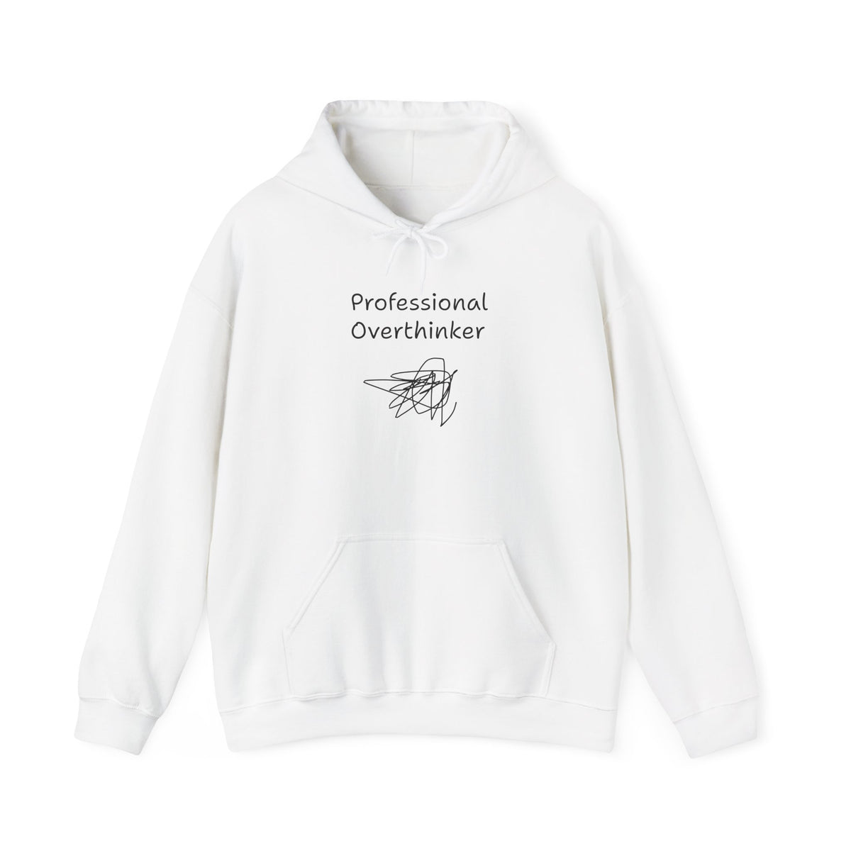 Hoodie - “Professional Overthinker” Pullover Sweatshirt with Scribble Graphic
