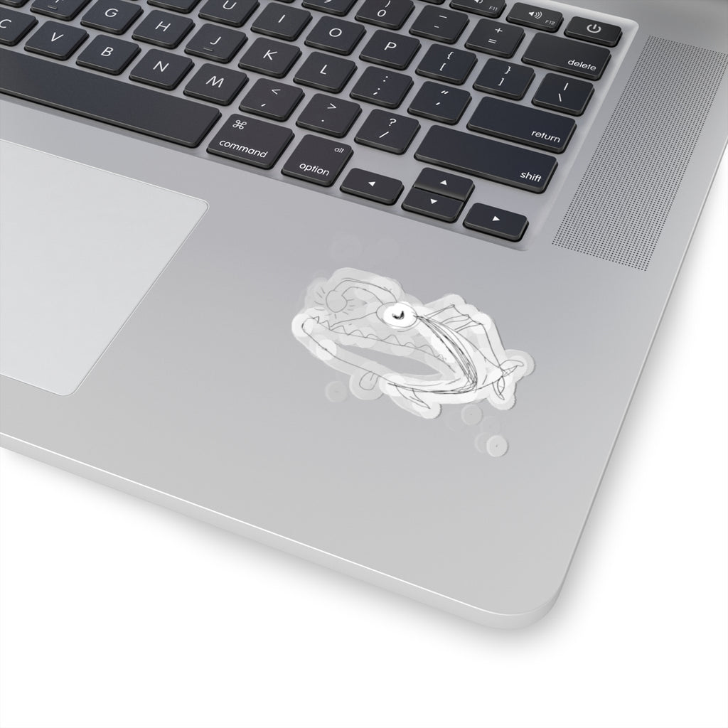 Anglerfish Sketch Kiss-Cut Sticker — Cute Deep-Sea Ocean Decal for Laptops & Gear