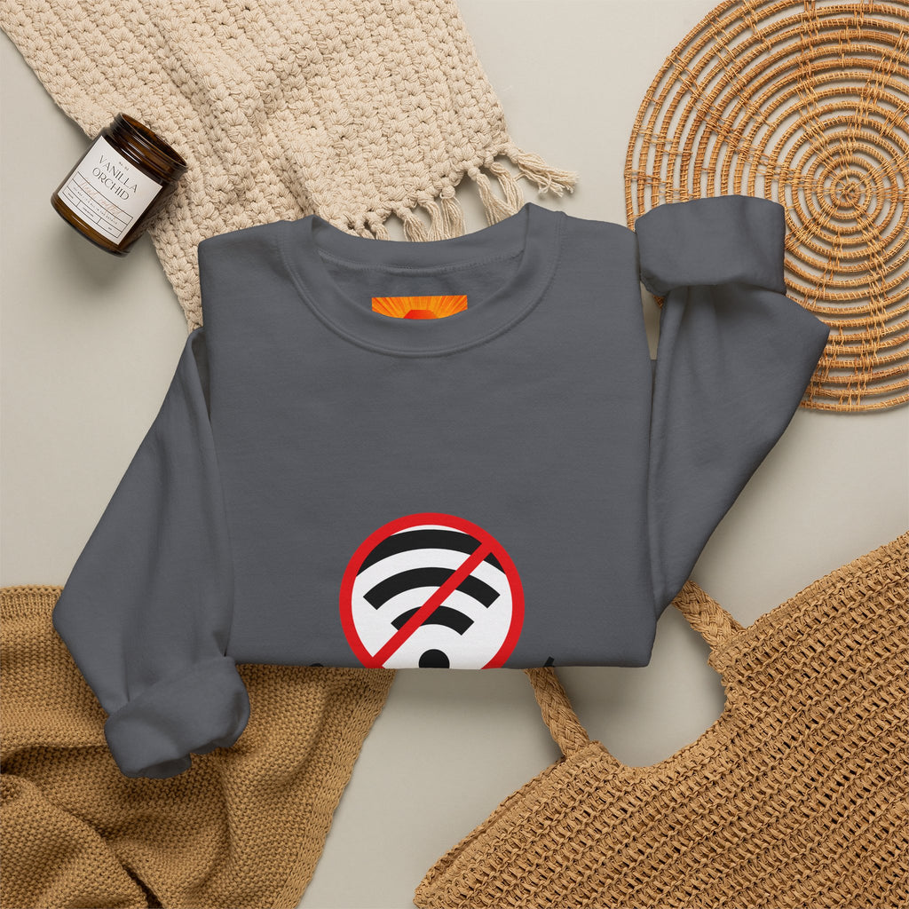 Crewneck Sweatshirt — "Connection Lost" No WiFi Retro Signal Graphic